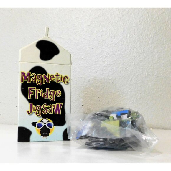 Cow Theme Magnetic Fridge Jigsaw Loncraine Broxton Milk Carton 100-Piece Puzzle - Picture 1 of 7